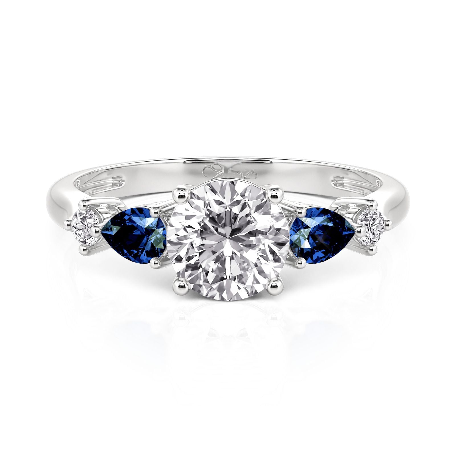 Jeulia Classic Three Stone Round Cut Engagement Ring