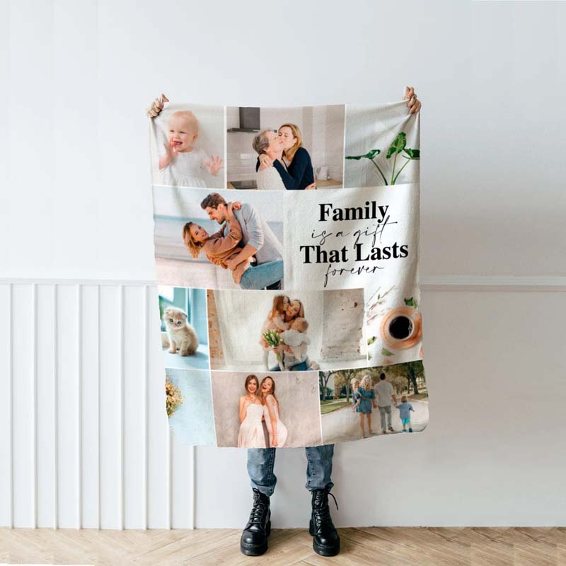 "Family is a Gift That Lasts Forever"Custom Photo Blanket Gift For Family