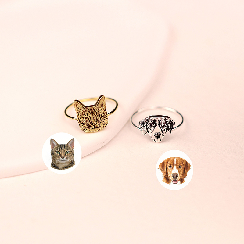 Personalized Picture Ring Cute Gift for Pet Lover