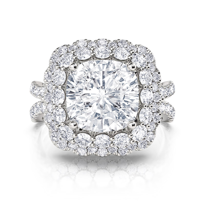 Jeulia Vintage Floral Halo Engagement Ring Twist Sterling Silver