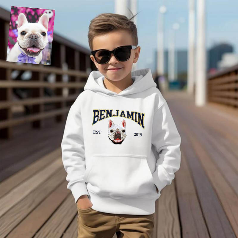 Gepersonaliseerde kinderen geborduurde Hoodie huisdier hoofd aangepaste foto naam ontwerp aantrekkelijk Gift voor kinderen