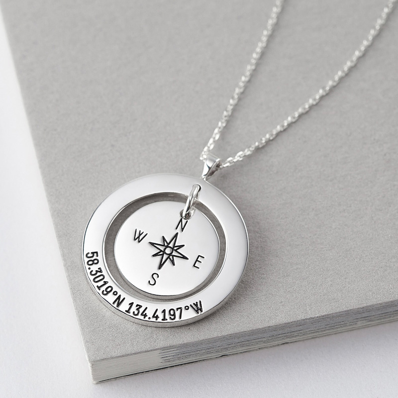 Custom Coordinates Necklace Latitude Longitude Jewelry Graduation Gift for Anniversary