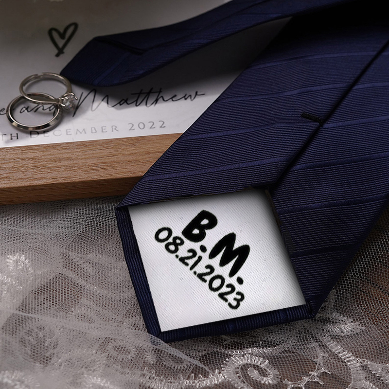 Custom Letter Tie with Custom Date Simple Gift for Boyfriend
