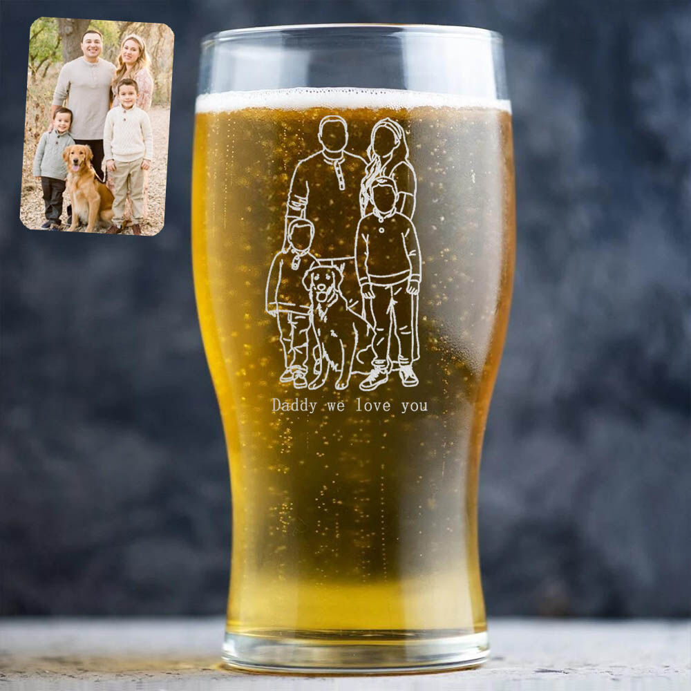 Personalized Picture Beer Glass with Custom Text Warm Gift for Family