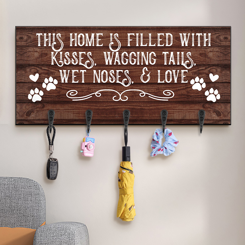 Personalized Key Hanger The Home Is Filled With Kisses Wagging Tails and Love Warm Gift for Pet Lovers