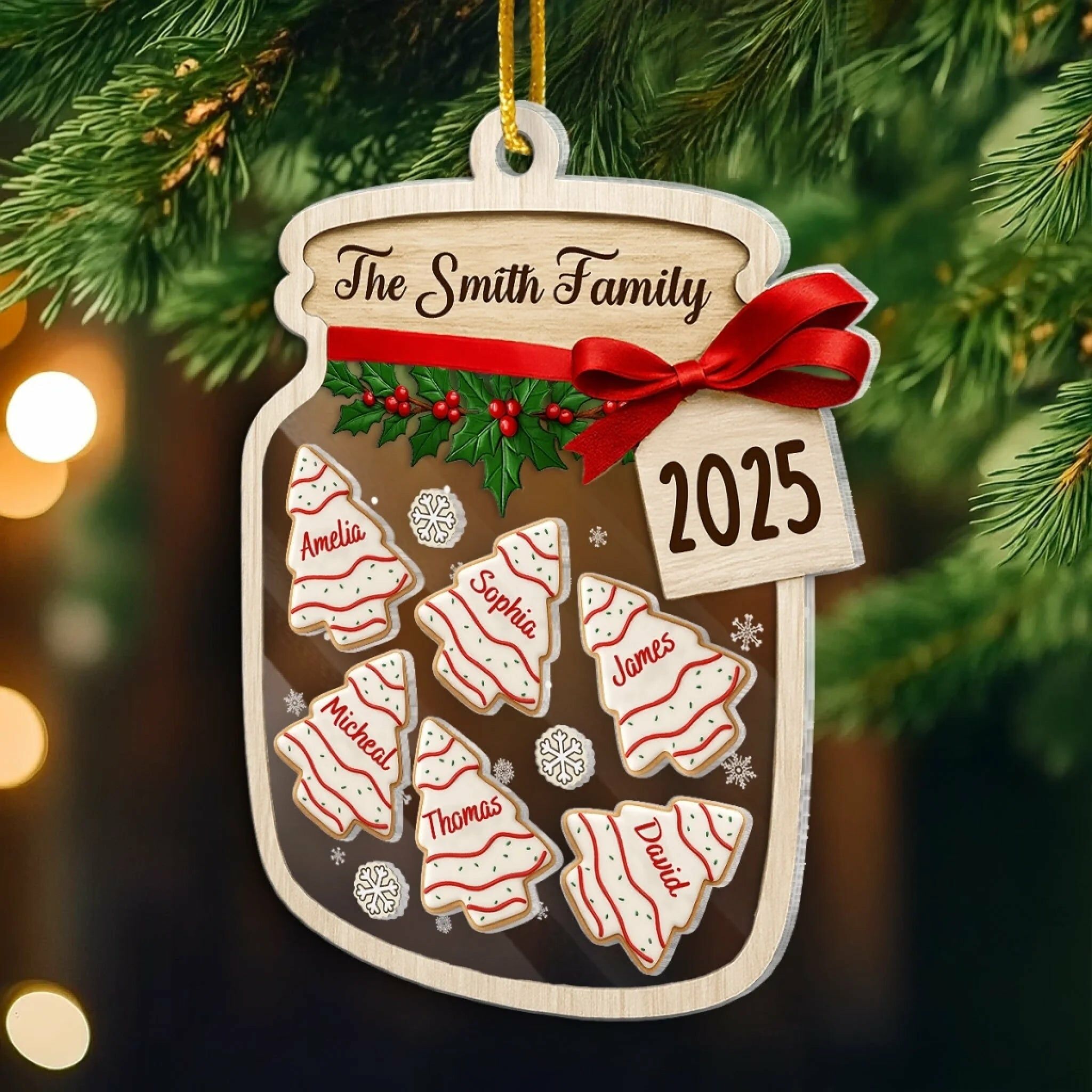 Personalized Jar Hanging Ornaments with Custom Names Christmas Gifts for Family