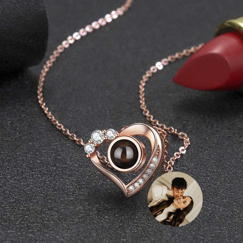 Sterling Silver Personalized Photo Projection Necklace With Picture Inside -My Heart Will Go On