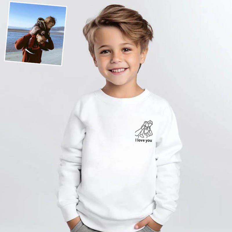 Gepersonaliseerd sweatshirt voor kinderen met contourtekening warm cadeau voor jongens