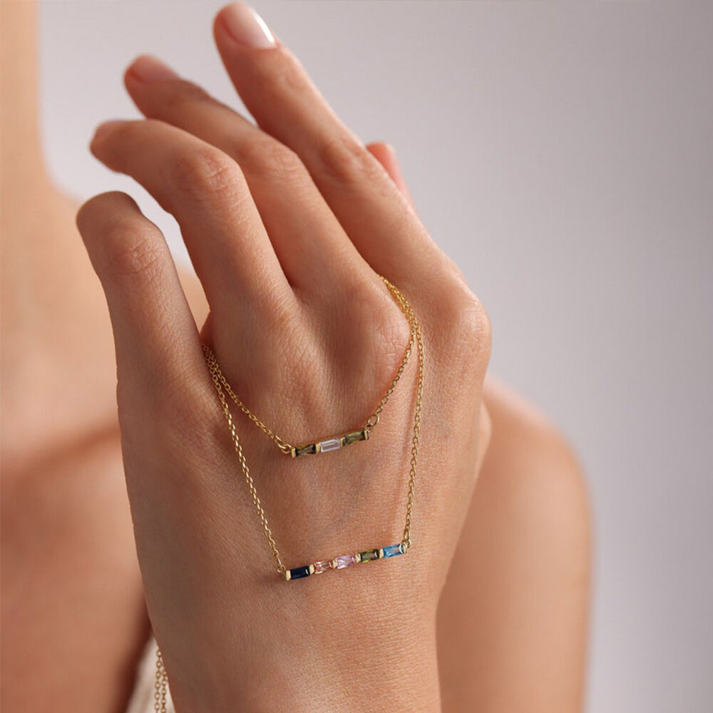 Personalized Birthstone Necklace Family Birthstone Baguette Birthstone Jewelry for Mother