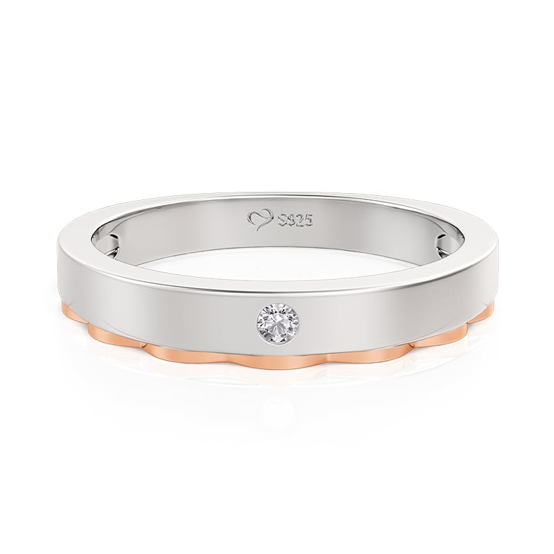 Jeulia Two Tone Prince Cloak Men's Wedding Band Round Cut