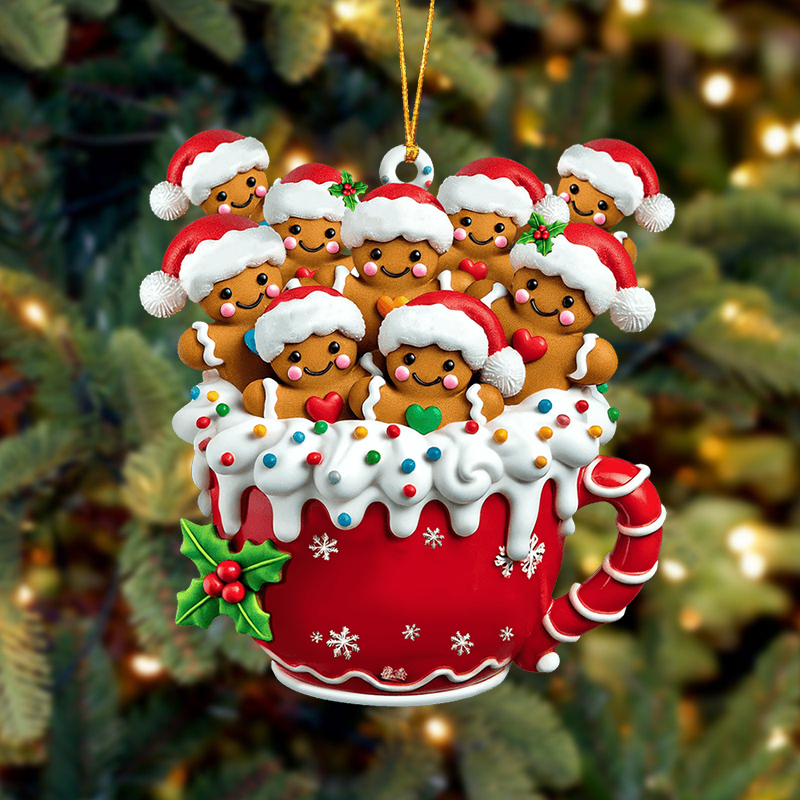 Personalized Gingerbread Man Ornaments with Your Family Name for Christmas Gifts