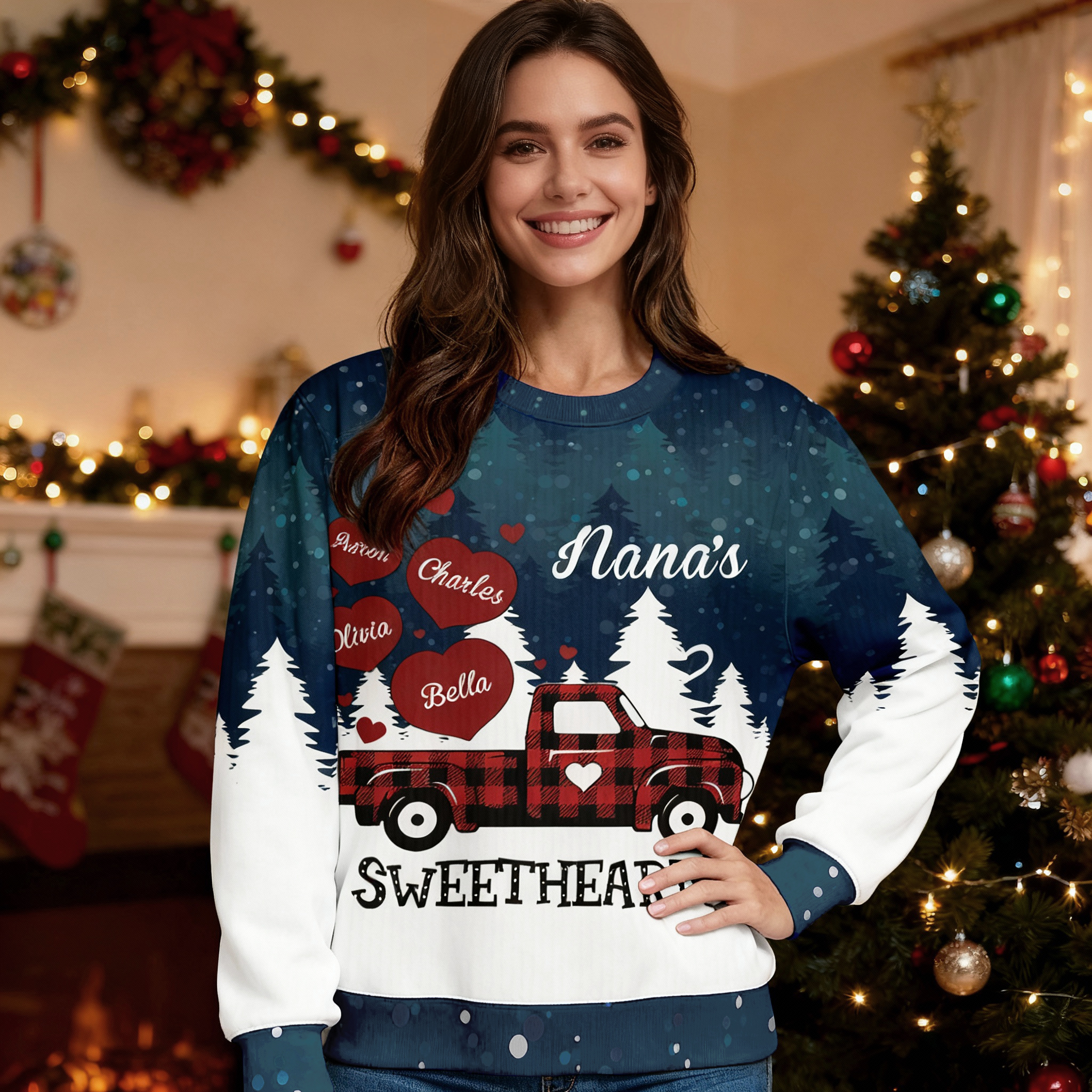 Maglione brutto personalizzato unisex con nome personalizzato dei bambini regalo di Natale caloroso per la sua famiglia