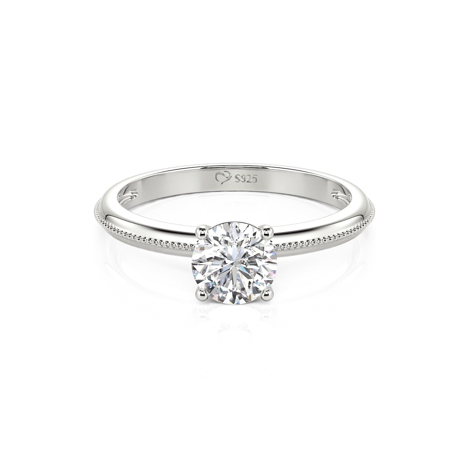 Jeulia Vintage Milgrain Round Solitaire Engagement Ring