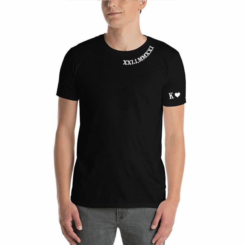 Personalized T-shirt Embroidered Roman Numeral Date and Initial Unique Gift for Anniversary