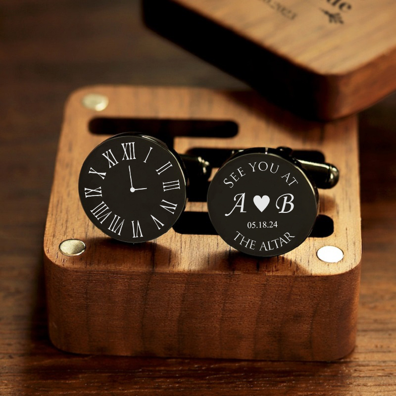 Personalized Custom Cufflink See You At The Altar Clock Design Creative Anniversary Gift for Him