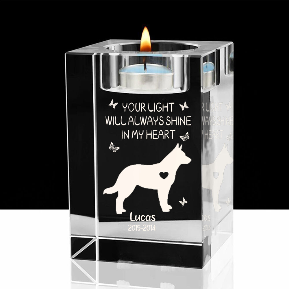 Personalized Crystal Candle Holders with Pet Names as Memorial Gifts for Pet Owners