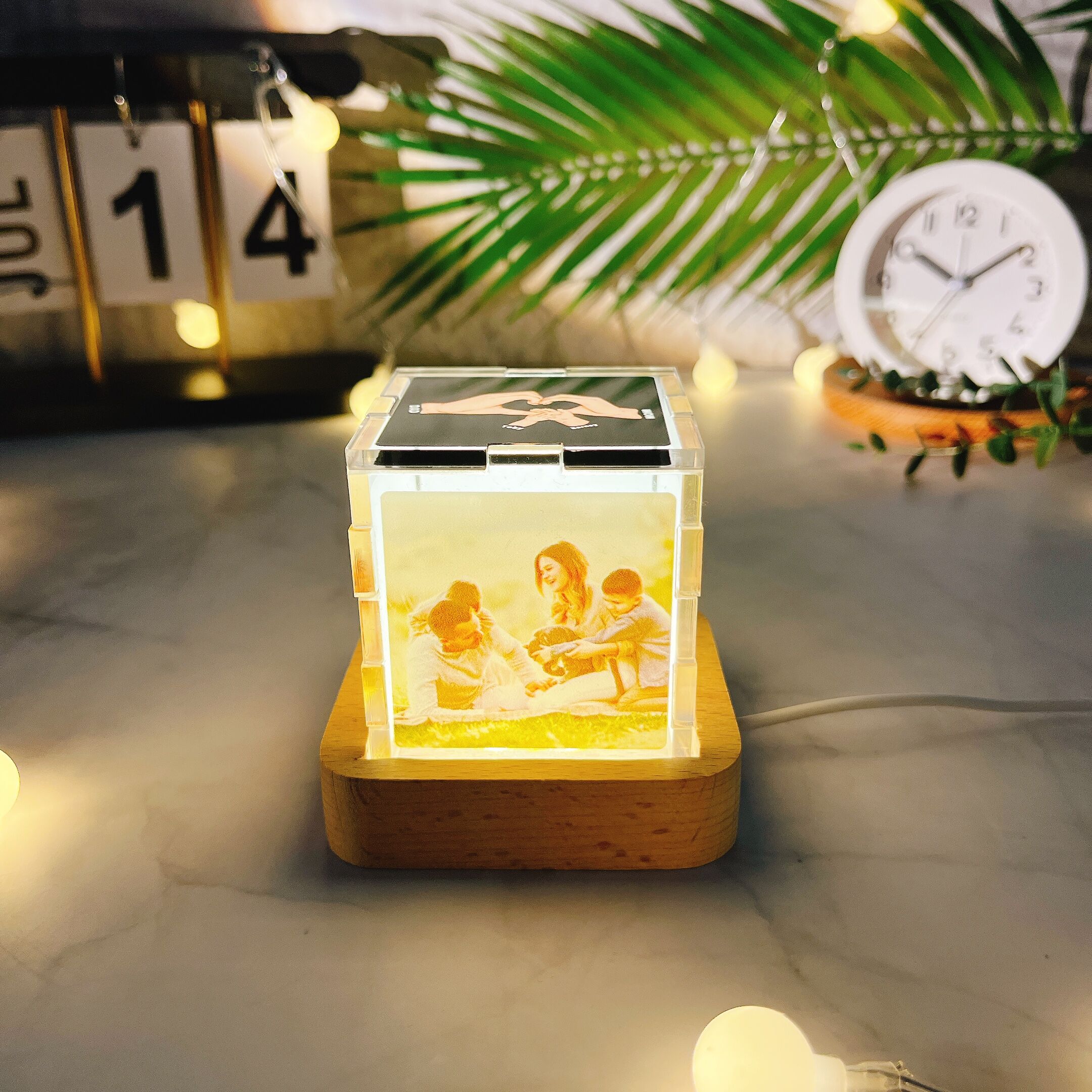 Personalized Photo Acrylic Magic Cube Light with Custom Name Best Gift for Father