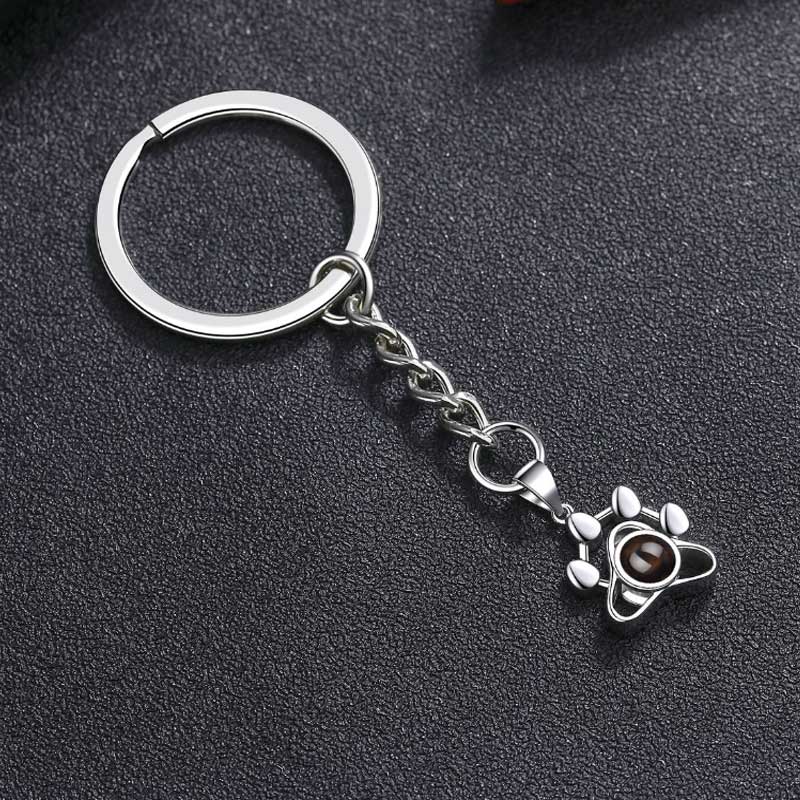 Personalized Pet Photo Projection Keychain - Paw
