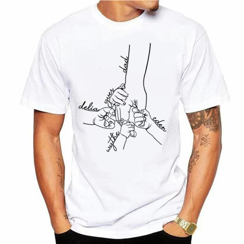 Gepersonaliseerd Hold Your Hand T-shirt met individuele naam voor de beste vader