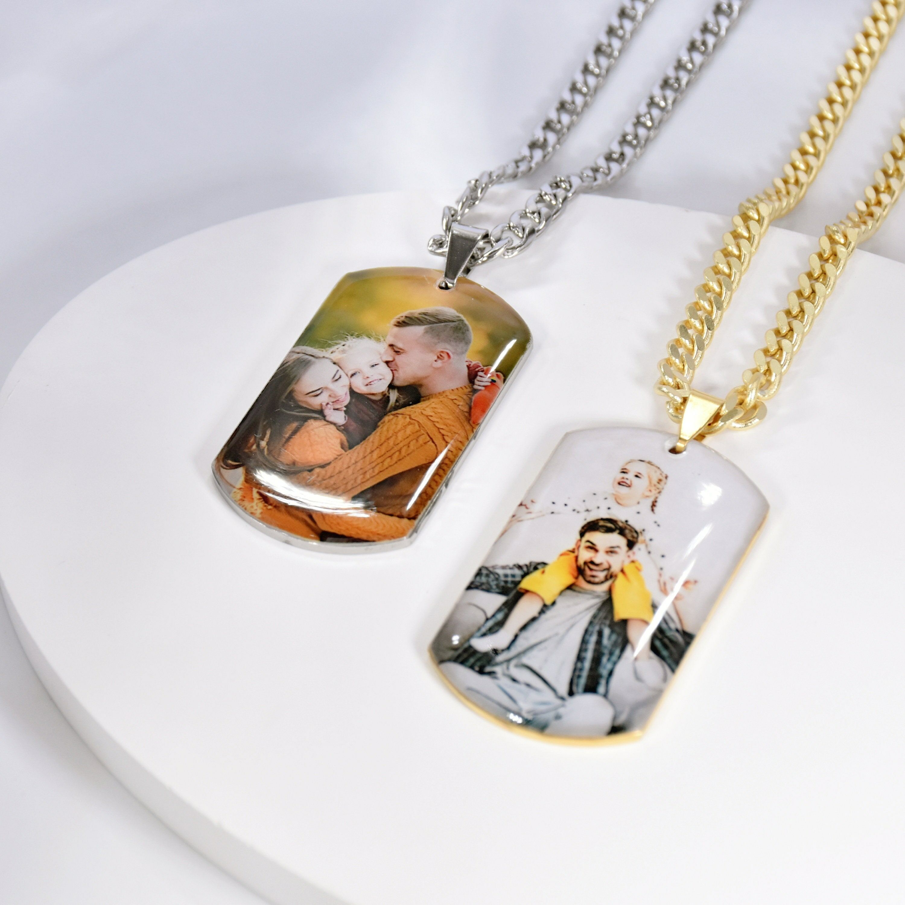 Personalized Dog Tag Necklace Customized Photo Warm Gift for Dad