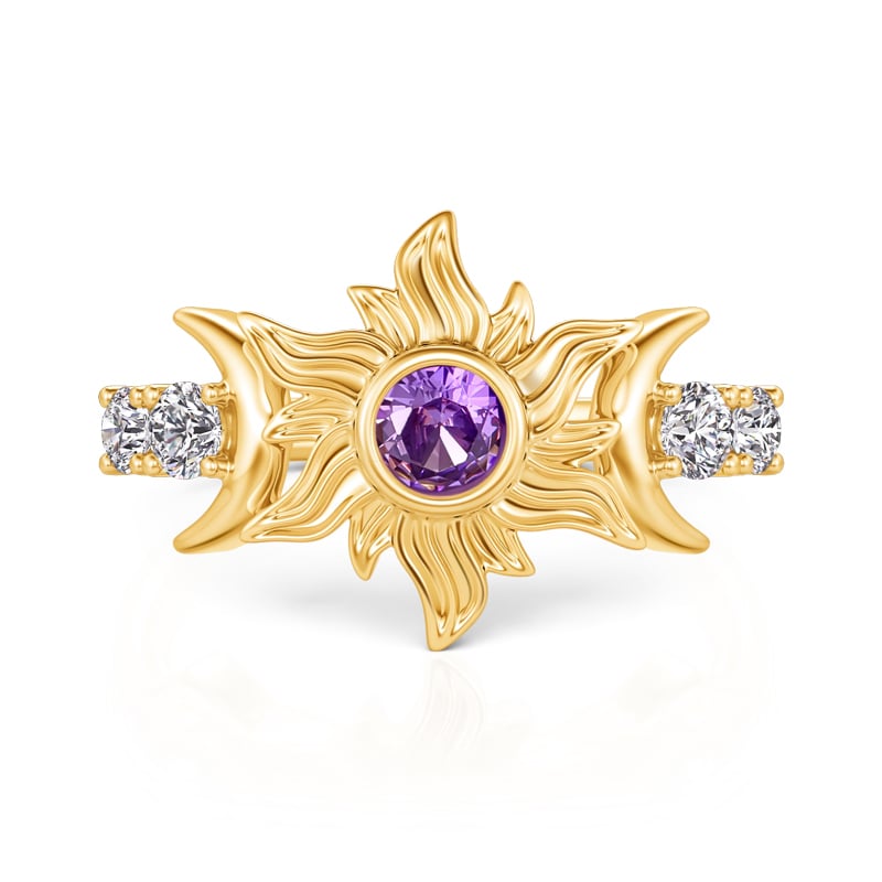 Jeulia Sun and Moon Fashion Gold Ring
