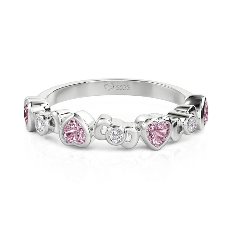 Jeulia Cute Bow Heart Ring for Women Sterling Silver