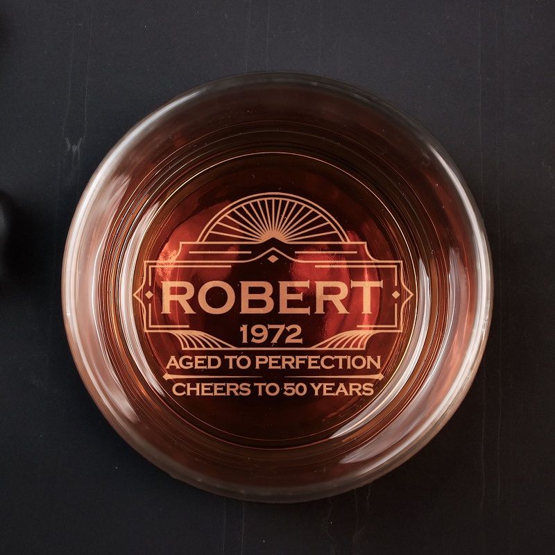 Personalized Whiskey Glass Aged To Perfection Cheers To Anniversary Great Gift for Loved One