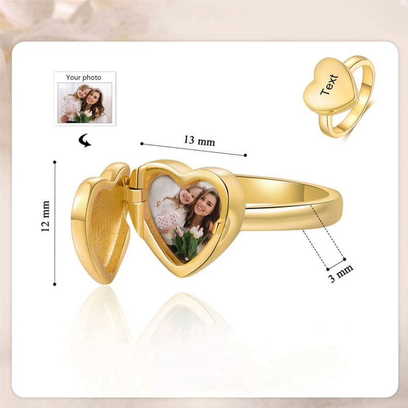 Personalized Photo Ring With Text Beautiful Gift For Mom