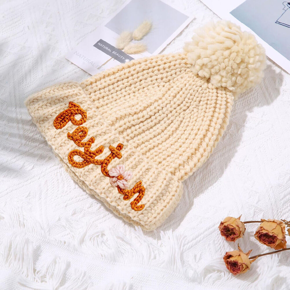 Gorro de invierno para niños bordado a medida Gorro con nombre de bebé Gorro bordado a mano