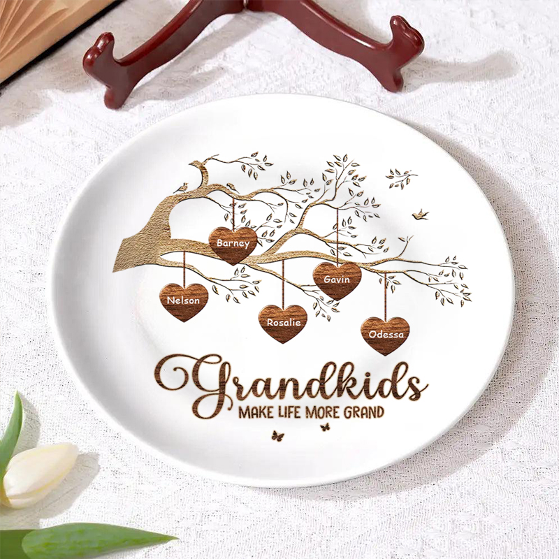 Personalized Family Tree Plate with Custom Name Wonderful Gift for Grandparents