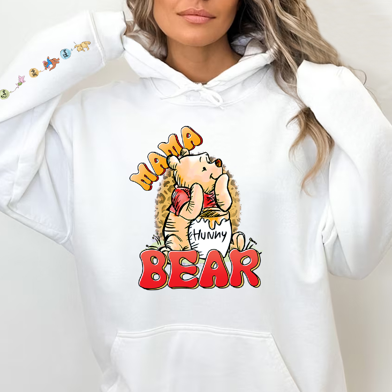 Personalized Hoodie Mama Bear Custom Cute Cartoon Pattern Design Adorable Mother's Day Gift