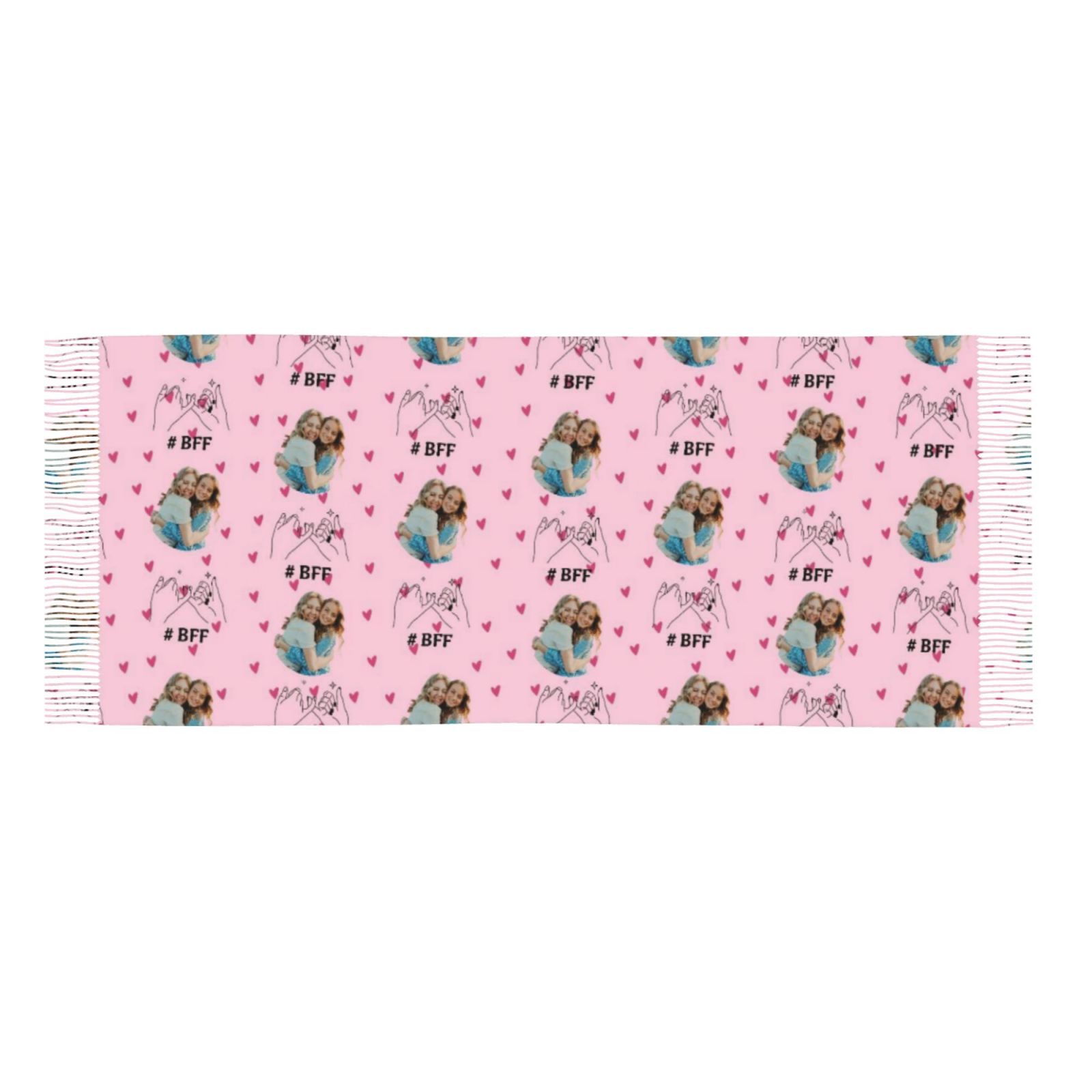 Individuell gestalteter Fotoschal mit Herzmotiv RRosa Schal Fernbeziehungsgeschenk für die beste Freundin