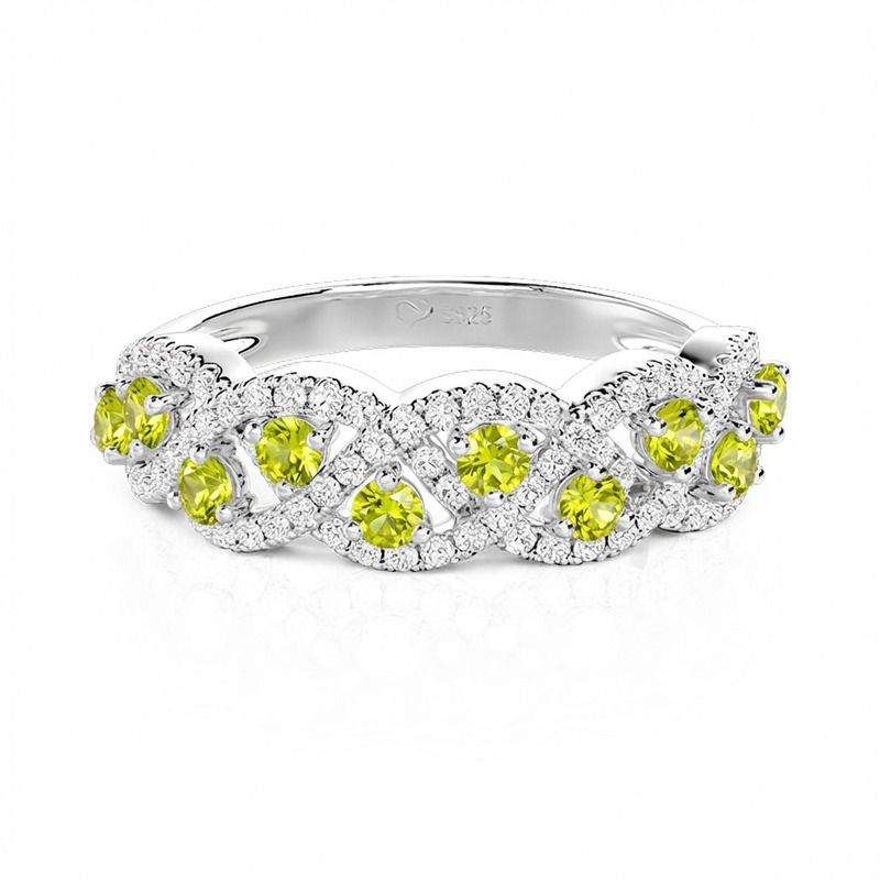 Jeulia Custom Twisted Woven Ring with Birthstone Sterling Silver