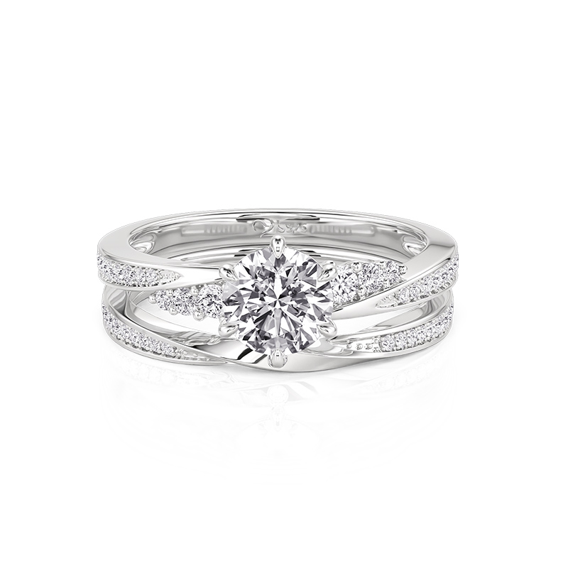 Jeulia Simple Twist Round Cut Engagement Ring Set