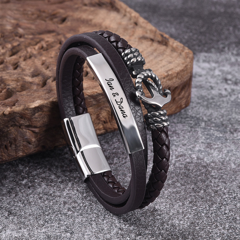 Personalized Men's Bracelet With Custom Text Warm Father's Day Gift