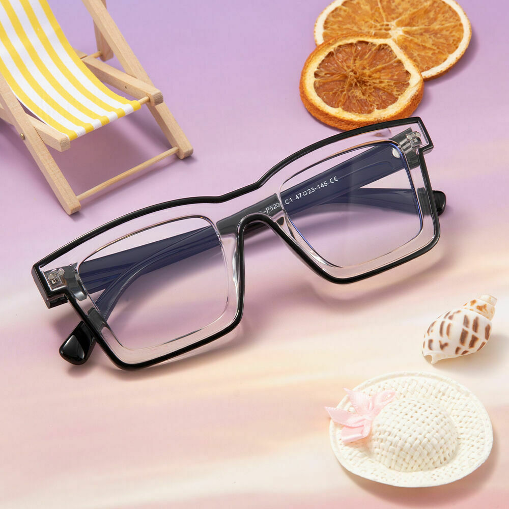 Bronte Quadratische Schwarze Klare Brille