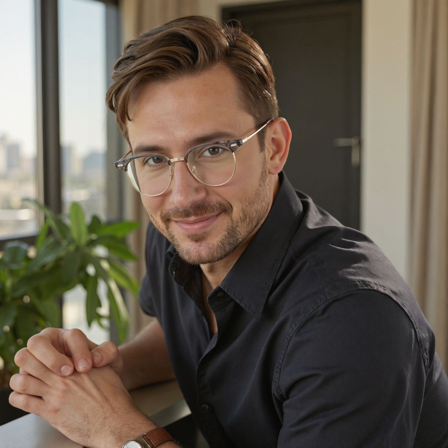 Dempsey Browline Graue Brille