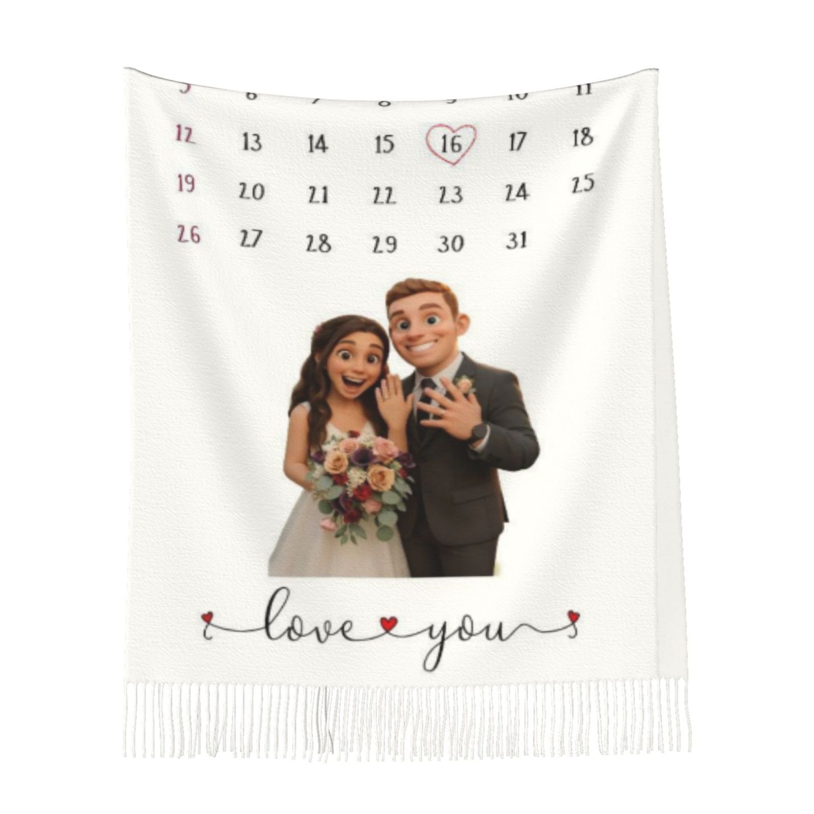 Custom Scarf Cartoon Style Photo Couple Wedding Thank You Gift for Friends
