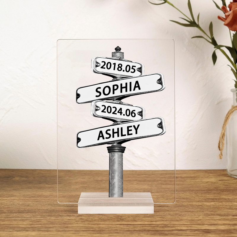 Personalized Acrylic Plaque Custom Date Name Street Signs Pattern Design Wonderful Gift for Family