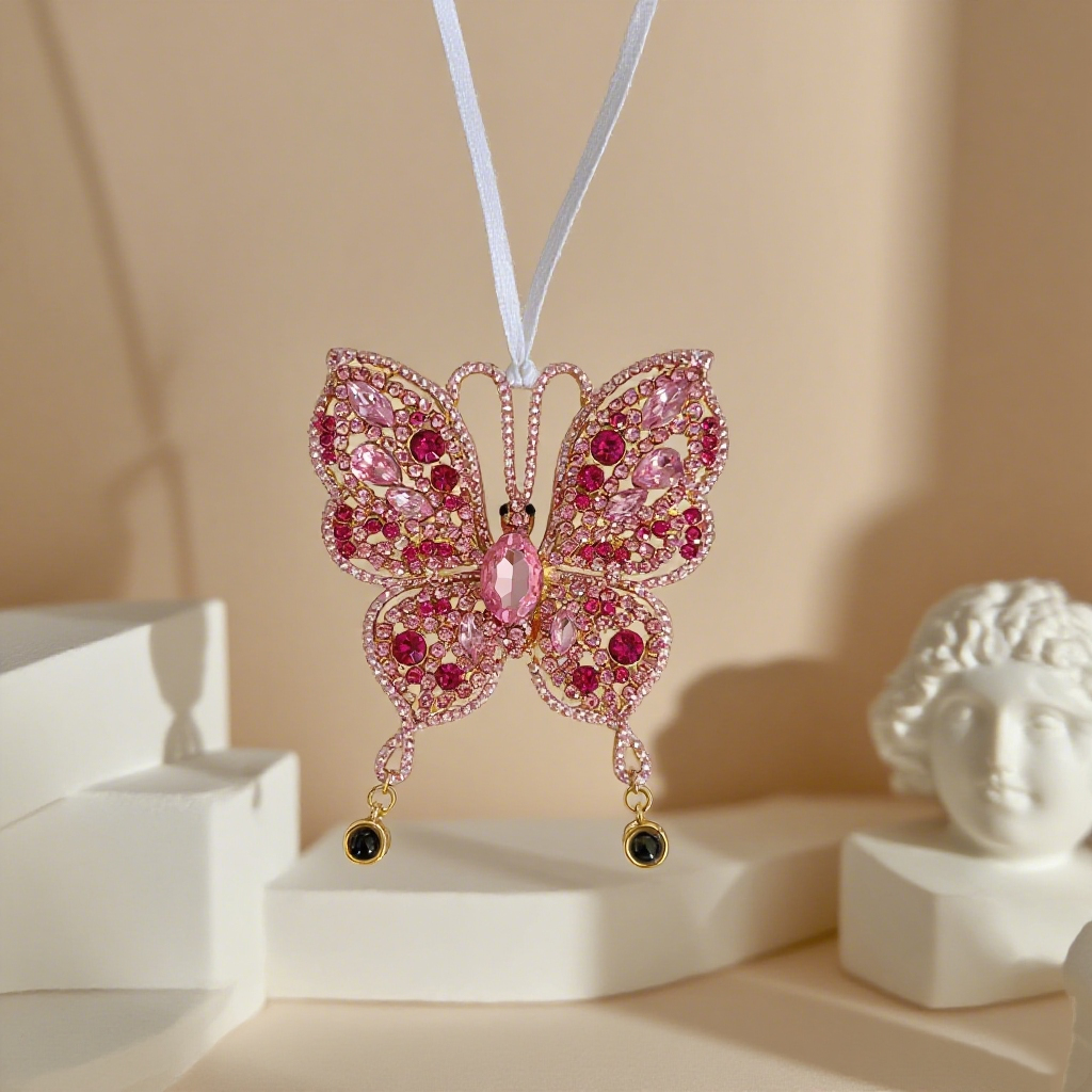 Personalized Butterfly Projection Pendant with 2 Photos for Christmas Gift