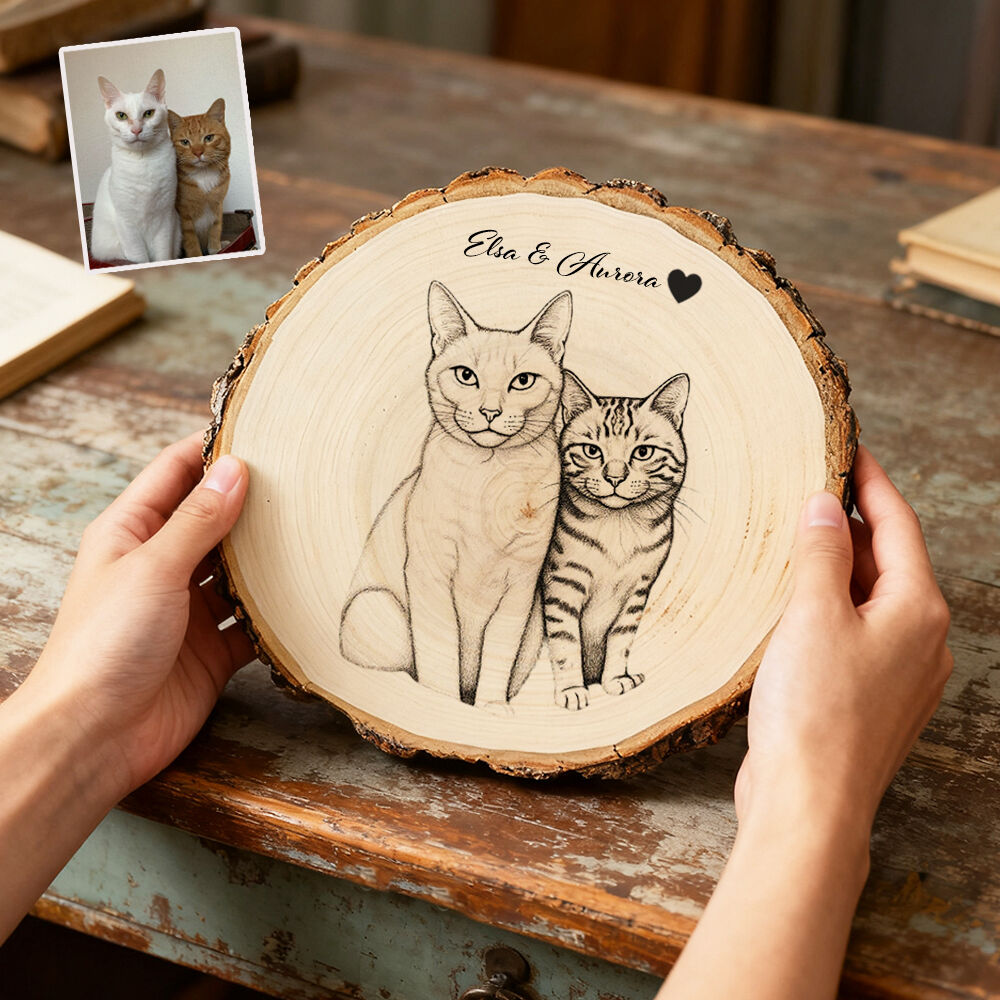 Custom Dog Cat Wood Photo Frame Keepsake Engraved Pet Memorial Plaque for Pet Owners