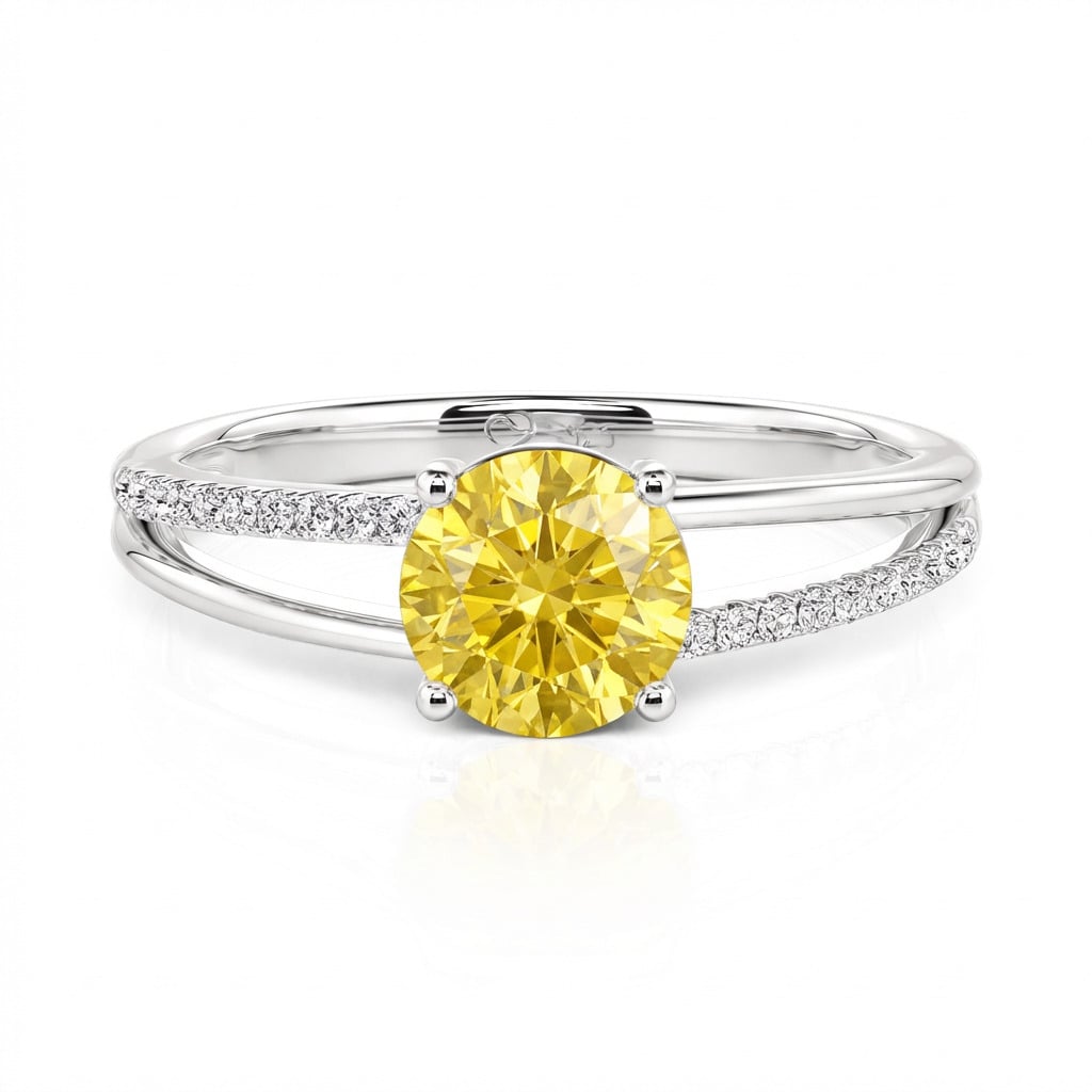Jeulia Custom Split Shank Round Cut Promise Ring with Birthstone