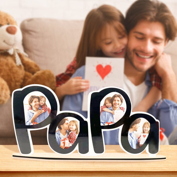 Personalized Acrylic Plaque Custom Papa Shape Photos Design Creative Gift for Father's Day