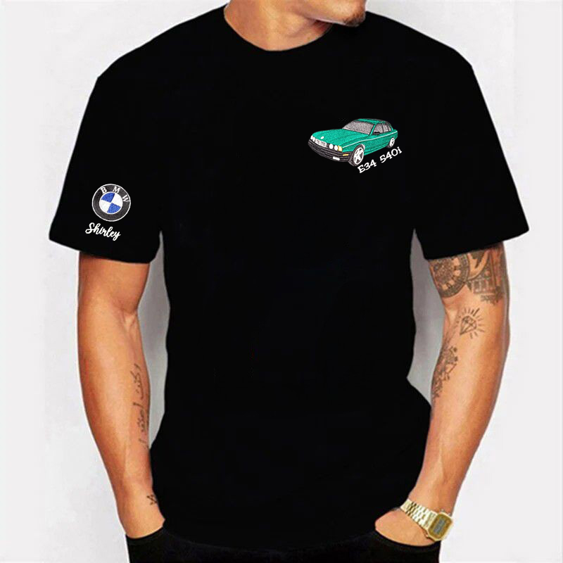 Personalized T-shirt Embroidered Custom Car Photo with Optional Logo Perfect Gift for Car Lovers
