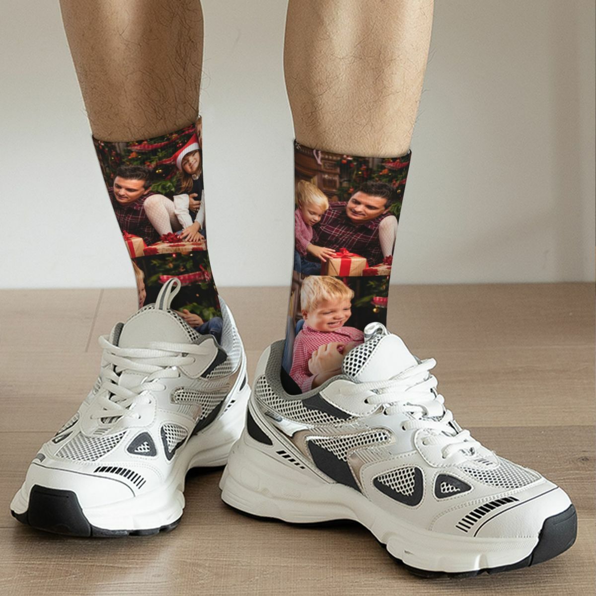 Chaussettes à visages personnalisées avec plusieurs photos pour la famille