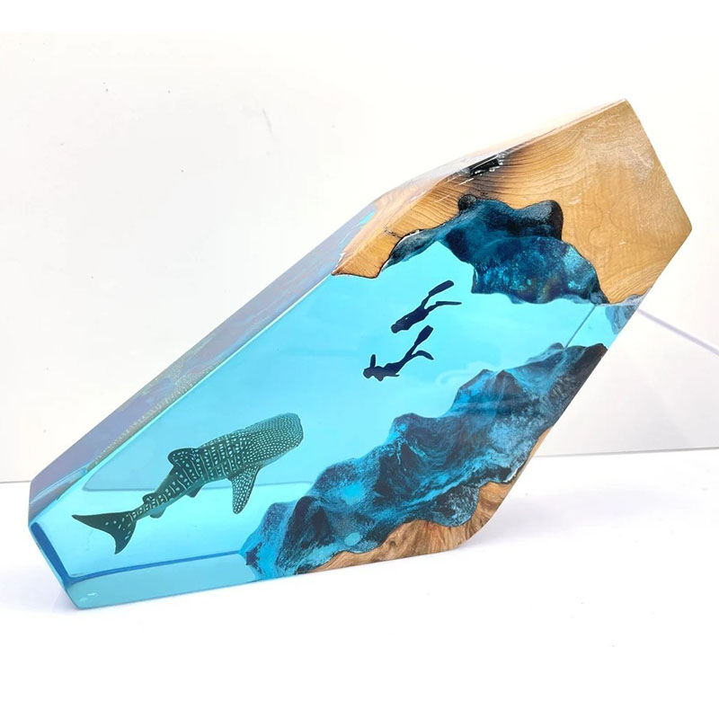 ジンベエザメ カップルダイバー ロマンチック 樹脂 ウッド ランプ