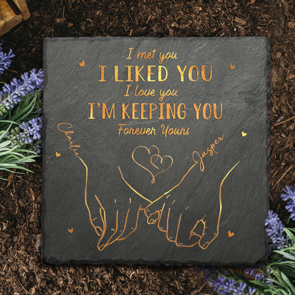 Personalized Square Shaped Stone Couple Anniversary Gift for Husband Wife