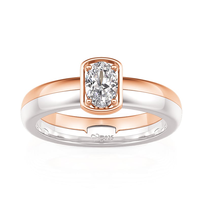 Jeulia Custom Engraved Two-Tone Locking Solitaire Ring