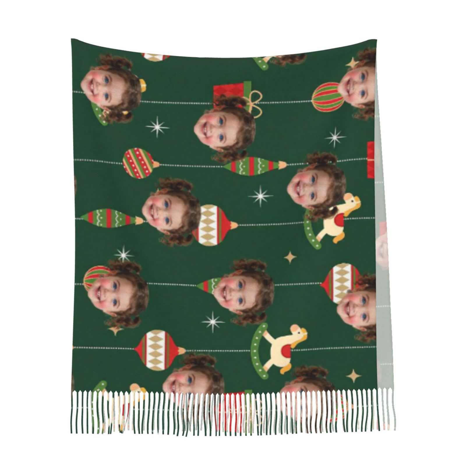 Personalized Scarf Add Face Photo Cartoon Christmas Cute Children's Scarf for Children