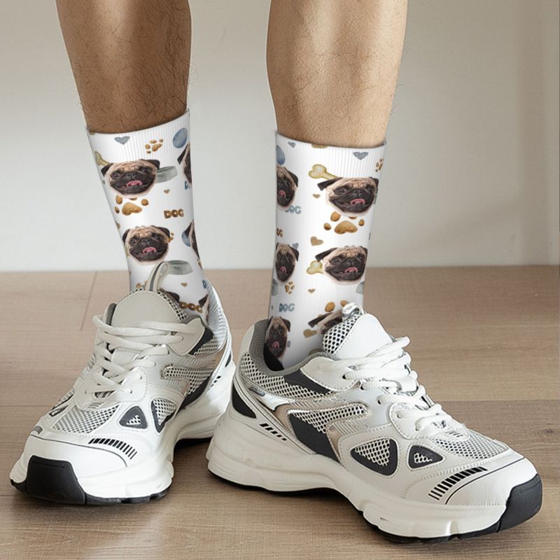 Customizable Dog Face Socks Printed with Dog Items for Pet Lovers
